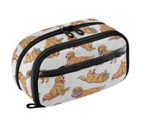 Funny Dog Golden Big-Capacity Pencil Case, Reinforced Double-Pull Zipper
