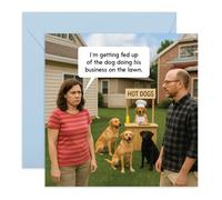 Funny Dog Greeting Card - “Doing His Business on the Lawn” Jokes for Friends, Dog Lovers, Fur Dad Mum, Husband, Grandpa, Neighbour, Him, Men - Birthdays, Hotdog Stand Joke - Comes with Stickers