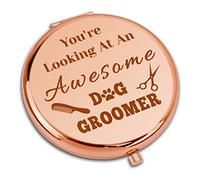 Funny Dog Groomer Gift Appreciation Gifts Compact Makeup Mirror for Dog Salon Dog Groomer Gifts Pet Grooming Gift Thank You Gift Folding Makeup Mirror for Dog Hairdresser Christmas Birthday Gifts