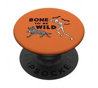 Funny Dog Halloween Skeleton Humor Bone To Be Wild PopSockets Adhesive PopGrip
