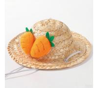 Funny Dog Hat Set - Adjustable Sombrero & Propeller Hat Made of Straw, Mexican Party Hats for Small Dogs & Puppies (Photo Shooting & Walking (Carrot)