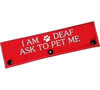 Funny Dog Leash Sleeve I Am Deaf Ask To Pet Me Dog Leash Wrap Alert Hanging ID Patch Tag Use On Special Needs Dog(I Am Deaf-Sleeve)