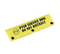 Funny Dog Leash Sleeve PTSD Alert Dog Gift PTSD Service Dog Do Not Distract Leash Wrap with Hanging ID Patch Tag (PTSD Service-YE Sleeve)