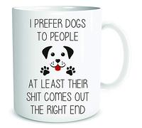 Funny Dog Lover Mug 10oz, “I Prefer Dogs to People” Novelty Coffee Cup Cute Puppy Design Humorous Gift for Dog Mums & Dads Sarcastic Animal Lover Mug Unique Gift Idea for Friends Coworkers WSDMUG1983
