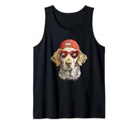 Funny Dog Lover Retro Golden Retriever with Heart Sunglasses Tank Top
