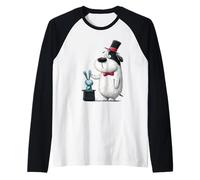 Funny Dog Magician Pulling Rabbit from Hat Raglan Baseball Tee