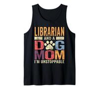 Funny Dog Mama Shirt Librarian And A Dog Mom Pet Lover Puppy Tank Top