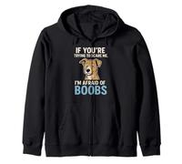 Funny Dog Meme I'm Afraid of Boobs Scare Me Zip Hoodie