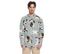 Funny Dog Men's Sun Protection Hoodie Long Sleeve Fishing Shirt UPF 50+ Lightweight UV Rash Guard with Hood Beach, Funny Dog, Large