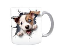 Funny Dog Mug - Novelty Printed Porcelain Cup Colourful Pattern, Lightweight Construction, Rounded Rim Feature, Cute Canine Graphic Accessory | for Kitchen Table Gift Idea Daily Drinkware Use