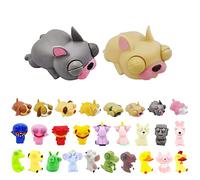 Funny Dog Pinch Stress Relief Toys - 2pc Dog Animals Eye Popping Worm Toys for Kids & Adults, Autistic Gift