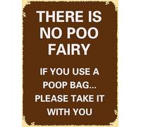 Funny Dog Poop Sign, There Is No Poo Fairy If You Use A Poop Bag Please Take It With You No Dog Poop Yard Sign With Stake 12x15cm Sturdy Aluminum Sign Rust Free Easy Install