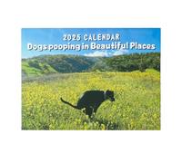 Funny Dog Pooping Wall Calendar, Pooches With Beautiful Places Calendar For 2025, Family Planner & Daily Organiser With Monthly Puppies Calendar Image (Flower poo dog)
