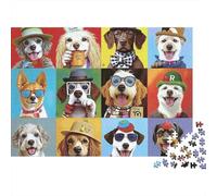 Funny Dog Portraits 1000 Pieces Puzzles Colorful Funky Dogs Decoration Puzzle Decompression Jigsaw for Men And Women Challenging Puzzles Jigsaw Puzzles for Adults 70x50cm/1000pcs