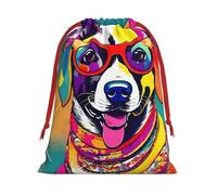 Funny Dog Print Reusable Drawstring Gift Bags For Candy Bag Birthday, Wedding Or Daily