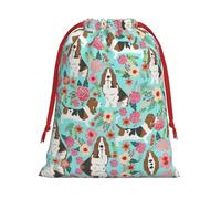 Funny Dog Print Ultra Soft Plush Drawstring Gift Bag, Xmas Party Candy Treat Favors, Christmas Holiday Sacks, Wedding Jewelry Pouches