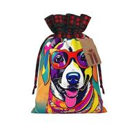funny dog Printed Gift Bags with Drawstring - Christmas Party Holiday Sacks - Festive Pouches for Goodie, Treats