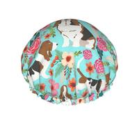 funny dog Printed Hair Cover, Dual Layer Bathing Cap For Thick Hair, Reusable Headgear For Women