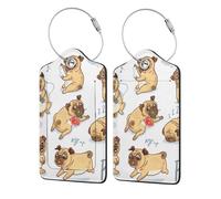 Funny Dog Printed,Luggage Tags Pu Leather Name Tag Travel Suitcase Identifier ID Tags Durable Luggage Label 2 pcs
