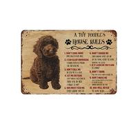 Funny Dog Rules Funny Novelty Metal Sign Retro Wall Decor A Toy Poodle'S House Rules Wall Art Rustic Farmhouse Dog Signs With Sayings For Home Decor Gifts For Dog Lovers 5.5x8inch