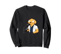 Funny dog scientist as a goofy & golden using a microscope Sweatshirt