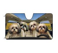 Funny Dog Shih Tzu Sunflower Front Windshield Sun Shade Portable Car Windshield Sun Shade Foldable Windscreen Car Sunshades Universal For Summer Truck Auto M