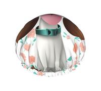 funny dog Shower Caps for Women Reusable Waterproof Shower Bonnet Large Elastic Bath Caps Double Layers Bathing Hair Caps Designed for all Hair Lengths with PEVA Lining