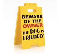 Funny Dog Sign for Home Beware of Owner The Dog is Friendly Wall Decor Sarcastic Welcome Sign for Front Door Porch Housewarming Gag Gift for Pet Lovers Men Women