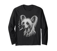 Funny Dog Smoking Chinese Crested Long Sleeve T-Shirt