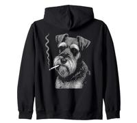 Funny Dog Smoking Miniature Schnauzer Zip Hoodie