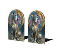 Funny Dog Surreal Art Bookends For Shelves 2 Pcs Wooden Book Stopper Organizer For Home Office Libraries