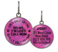 Funny Dog Tag - UK Made - Customised, 36 Colour Options, 2 Sizes for Dogs & Cats - Oh No I’m Lost! Call Mum - Waterproof, Double-Sided Pet ID - Funny Safety Tag