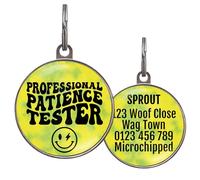 Funny Dog Tag - UK Made - Customised, 36 Colour Options, 2 Sizes for Dogs & Cats - Professional Patience Tester - Waterproof, Double-Sided Pet ID - Cheeky Dog Name Tag