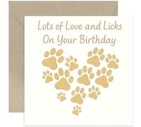 Funny Dog-Themed Birthday Card - 'Lots of Love and Licks' - Gift for Dog Lovers - From Furbaby, Dog, Puppy - Blank Inside with Envelope