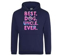 Funny Dog Uncle Hoodie Best Dog Uncle Ever Hooded Top with Paw Print Design for Canine Lovers Birthday Gift Men Him Mate, L, Navy