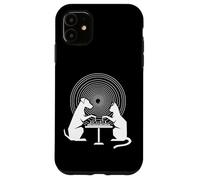 Funny Dog vs Cat Playing Chess Hypnotic Spiral Strategy Case for iPhone 11