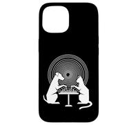 Funny Dog vs Cat Playing Chess Hypnotic Spiral Strategy Case for iPhone 15