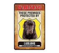 Funny Dog Warning Metal Sign These Premises Protected by Labrador Signs 12x8 Inch Drilled Holes for Easy Mounting Indoor or Outdoor Use Fence Door Gate Farmhosue Decor