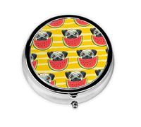 Funny Dog Watermelon Print Personalised Portable Pillbox with,Mini Pillbox Compact and Convenient Pill Organiser for Storing and Organising Pills