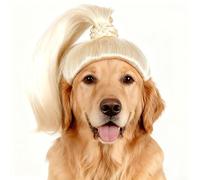 Funny Dog Wig for Small Medium Large Dogs with Adjustable Elastic Bands Trimmable Pet Costume Cat Cosplay Decoration for Halloween Christmas Parties