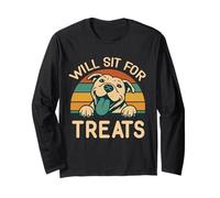 Funny Dog Will Sit for Treats Pet Training Humor Long Sleeve T-Shirt