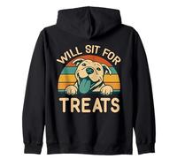 Funny Dog Will Sit For Treats Pet Training Humor Zip Hoodie