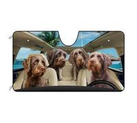 Funny Dog Wirehaired Pointing Griffon Beach Seascape Front Windshield Sun Shade Block Uv Rays Front Window Sunshades Keep Cooler Car Window Covers Universal For Truck Suv Summer M