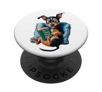 Funny dog with book: How to Train Your Human, Perfect D PopSockets Adhesive PopGrip
