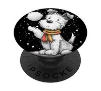 Funny Dog with Snowball for Winter and Snow Lovers PopSockets Adhesive PopGrip