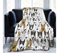 Funny Dogs Bull Terrier Sofa Blanket,Cozy Flannel Bed Blanket, Unisex Soft Comfortable Children Bed Blanket