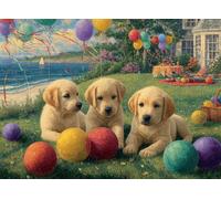 Funny Dogs Jigsaw Puzzle 1000 Piece for Adult Labrador Retrievers And Holiday Balls Jigsaw Puzzle 1000 PCS Funny Dog Puppy Wooden Puzzles Fun and Challenging Family Game