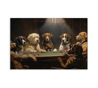 Funny Dogs Playing Cards Poster Art Print, Humor Animal Playing Poker Wall Art Decor For Pet Lover Man Cave Game Room Bedroom Living Room Aesthetic Wall Decor