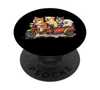 Funny dogs riding bike PopSockets Adhesive PopGrip
