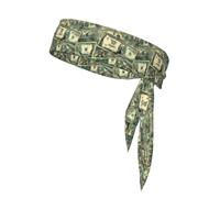 Funny Dollar Money Print Head Tie Headbands, Ninja Karate Tie, Athletic Sweatbands,Sweat Wicking Workout Head Band